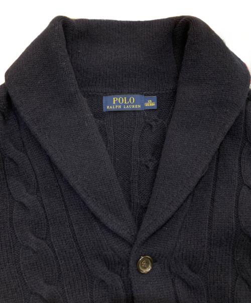 POLO RALPH LAUREN（ポロ・ラルフローレン）POLO RALPH LAUREN (ポロ・ラルフローレン) ショールカラーケーブルニットカーディガン ネイビー サイズ:XSの古着・服飾アイテム