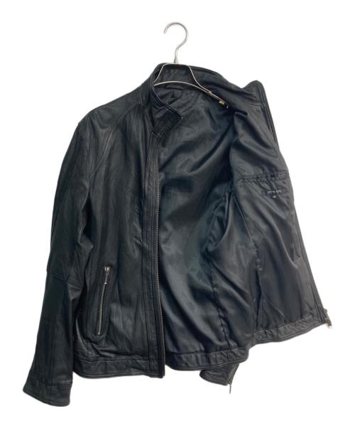 MICHEL KLEIN（ミッシェルクラン）MICHEL KLEIN (ミッシェルクラン) シワ加工ゴートレザージャケット　MNWJG-10430 ブラック サイズ:48の古着・服飾アイテム