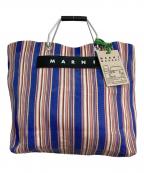 MARNIマルニ）の古着「フラワーカフェショッピングバッグ」｜ブルー×ピンク