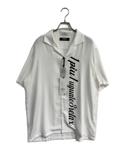 1PIU1UGUALE3 RELAX（ウノピゥウノウグァーレトレ リラックス）1piu1uguale3 relax (ウノピゥウノウグァーレトレ リラックス) 縦ロゴアロハシャツ　USH-24012 ホワイト サイズ:XL 未使用品の古着・服飾アイテム