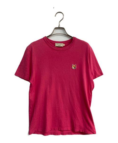 maison kitsune（メゾンキツネ）MAISON KITSUNE (メゾンキツネ) ワッペン半袖Tシャツ ピンク サイズ:Sの古着・服飾アイテム