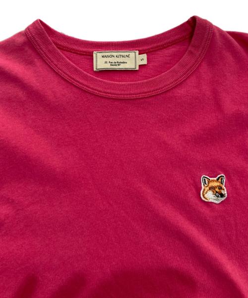 maison kitsune（メゾンキツネ）MAISON KITSUNE (メゾンキツネ) ワッペン半袖Tシャツ ピンク サイズ:Sの古着・服飾アイテム
