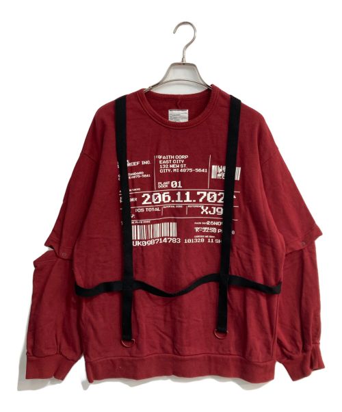 SHAREEF（シャリーフ）SHAREEF (シャリーフ) SEPARATE SLEEVE BIG SWEAT　19315044 レッド サイズ:1の古着・服飾アイテム