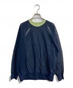6(ROKU) BEAUTY&YOUTHロク ビューティーアンドユース）の古着「SHEER COLOR RIB PULLOVER ニット」｜ネイビー×グリーン