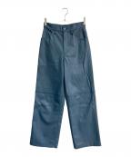MAISON SPECIALメゾンスペシャル）の古着「レザーワイドストレートパンツ」｜スカイブルー