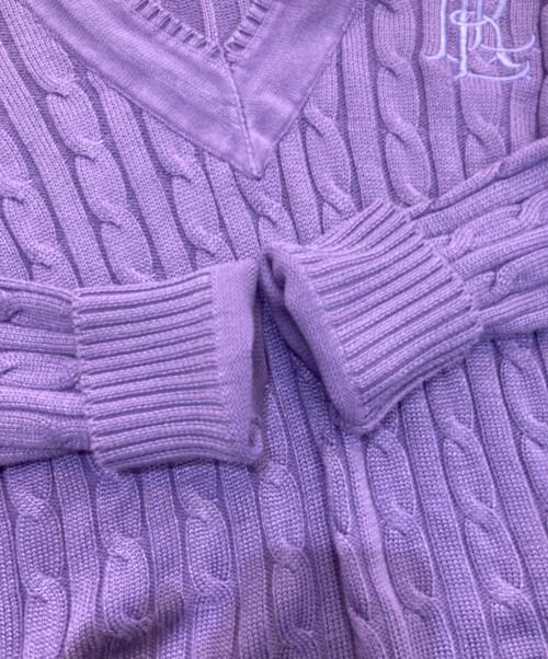 LAUREN RALPH LAUREN（ローレンラルフローレン）LAUREN RALPH LAUREN (ローレンラルフローレン) 深Vケーブルニット パープル サイズ:Sの古着・服飾アイテム