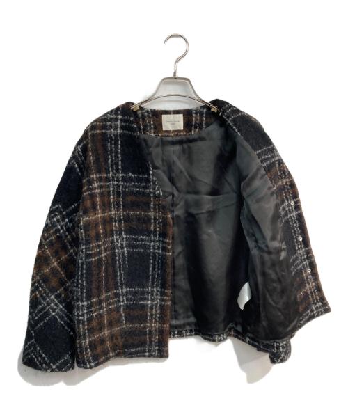 Demi-Luxe Beams（デミルクス ビームス）Demi-Luxe BEAMS (デミルクス ビームス) ループモヘヤ チェックジャケット　68-16-0149-287 ブラック サイズ:36の古着・服飾アイテム