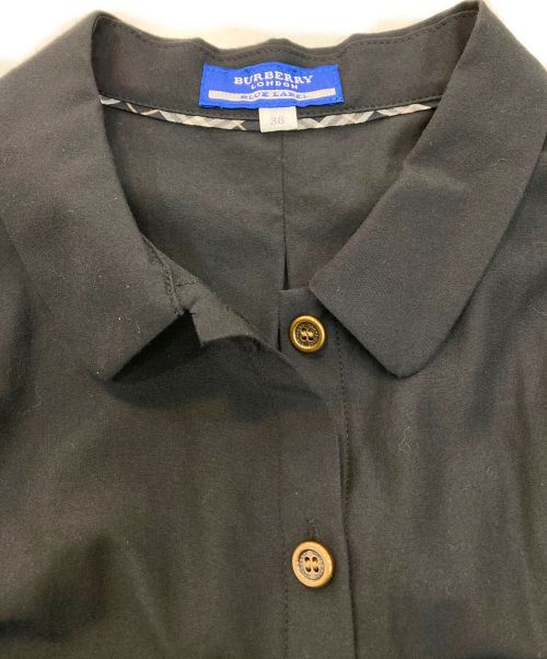 BURBERRY BLUE LABEL（バーバリー ブルー レーベル）BURBERRY BLUE LABEL (バーバリーブルーレーベル) リボンベルトシャツワンピース ブラック サイズ:Mの古着・服飾アイテム