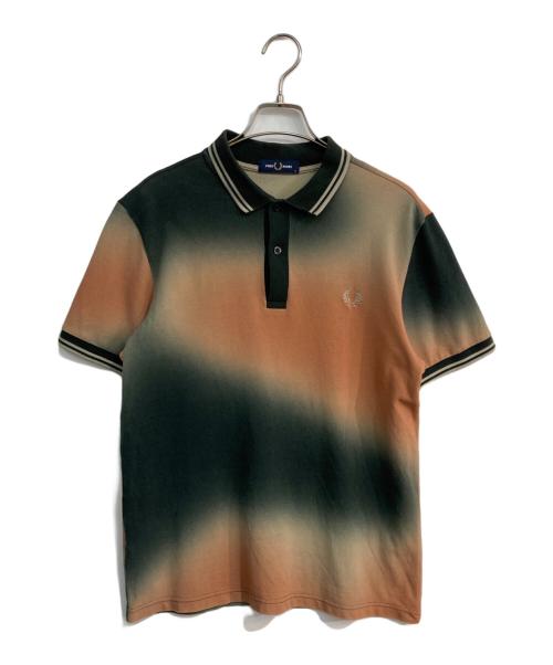 FRED PERRY（フレッドペリー）FRED PERRY (フレッドペリー) サーマルプリントポロシャツ グリーン×ブラウン サイズ:Ｍの古着・服飾アイテム