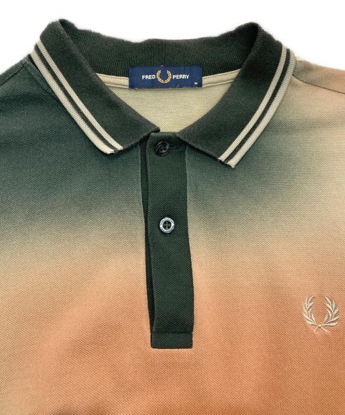 FRED PERRY（フレッドペリー）FRED PERRY (フレッドペリー) サーマルプリントポロシャツ グリーン×ブラウン サイズ:Ｍの古着・服飾アイテム