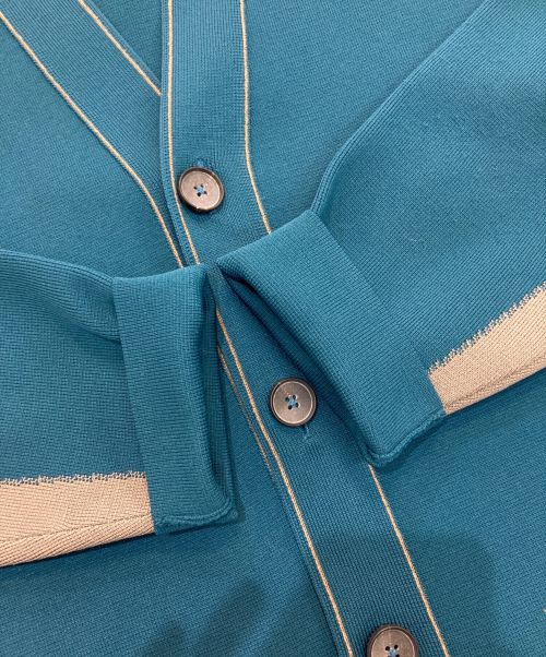 TOMORROW LAND tricot（トゥモローランド トリコ）TOMORROW LAND tricot (トゥモローランド トリコ) ポリエステルミラノリブ Vネックデザインカーディガン　	22AW 　63-02-24-02016 ブルー サイズ:Mの古着・服飾アイテム