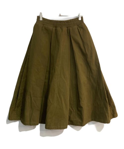 NIGEL PRESTON（ナイジェル プレストン）NIGEL PRESTON (ナイジェル プレストン) レースデザインタックスカート オリーブ サイズ:Sの古着・服飾アイテム