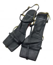 MANA（マナ）の古着「スクエアトゥ ウェッジヒール サンダル　532163」｜ブラック