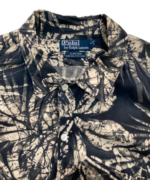 POLO RALPH LAUREN（ポロ・ラルフローレン）POLO RALPH LAUREN (ポロ・ラルフローレン) オープンカラーシルクリネンシャツ　 CLAYTON グリーン×ベージュ サイズ:XLの古着・服飾アイテム