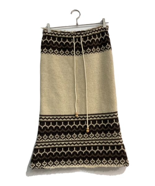 JUNYA WATANABE COMME des GARCONS MAN PINK（ジュンヤワタナベ コムデギャルソンマン ピンク）JUNYA WATANABE COMME des GARCONS MAN PINK (ジュンヤワタナベ コムデギャルソンマン ピンク) ニットスカート　 AD2003　UK-N001 ベージュ×ブラウン サイズ:Freeの古着・服飾アイテム