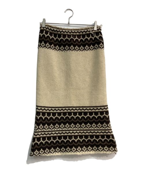 JUNYA WATANABE COMME des GARCONS MAN PINK（ジュンヤワタナベ コムデギャルソンマン ピンク）JUNYA WATANABE COMME des GARCONS MAN PINK (ジュンヤワタナベ コムデギャルソンマン ピンク) ニットスカート　 AD2003　UK-N001 ベージュ×ブラウン サイズ:Freeの古着・服飾アイテム