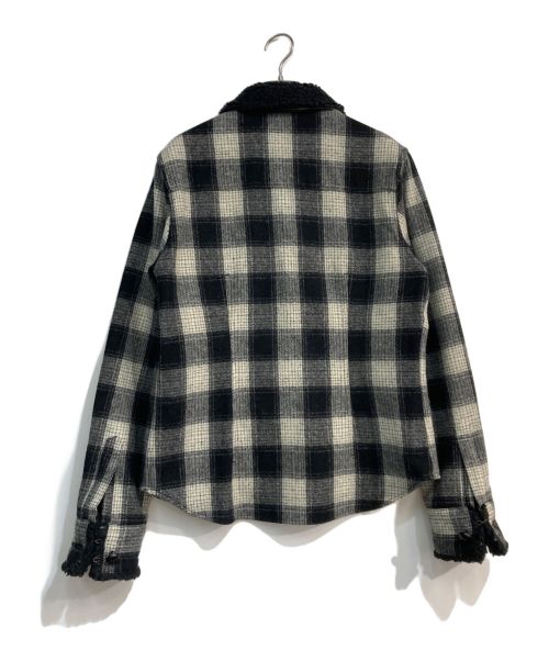 MARBLES（マーブルズ）MARBLES (マーブルズ) クルミボタンチェックジャケット ホワイト×ブラック サイズ:40の古着・服飾アイテム