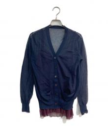 sacai（サカイ）の古着「ドッキングニットカーディガン　16-02496」｜ネイビー×パープル