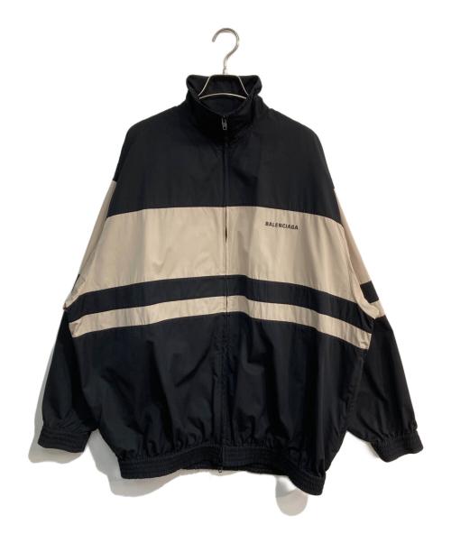BALENCIAGA（バレンシアガ）BALENCIAGA (バレンシアガ) Contrast Stripe Zip Up Jacket　20AW　623020 TIM39 ブラック×ベージュ サイズ:44の古着・服飾アイテム