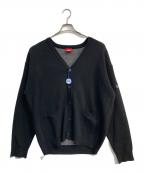 paragraphパラグラフ）の古着「Vネックバッグロゴカーディガン」｜ブラック
