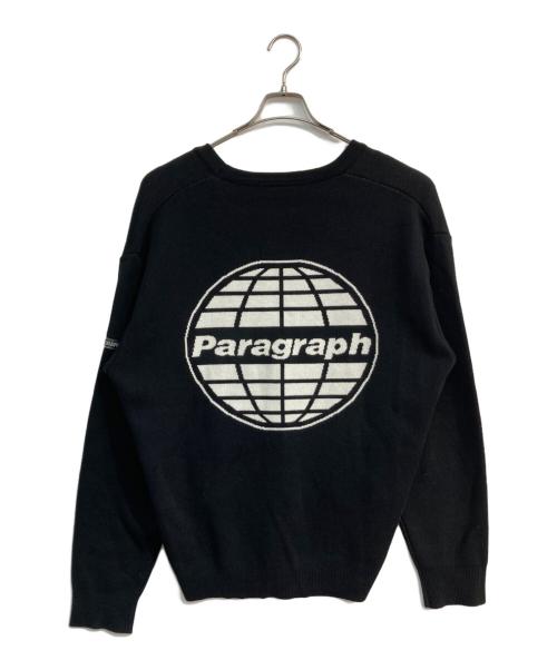 paragraph（パラグラフ）Paragraph (パラグラフ) Vネックバッグロゴカーディガン ブラック サイズ:Freeの古着・服飾アイテム