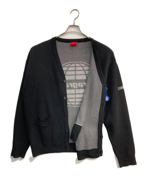 paragraph（パラグラフ）Paragraph (パラグラフ) Vネックバッグロゴカーディガン ブラック サイズ:Freeの古着・服飾アイテム