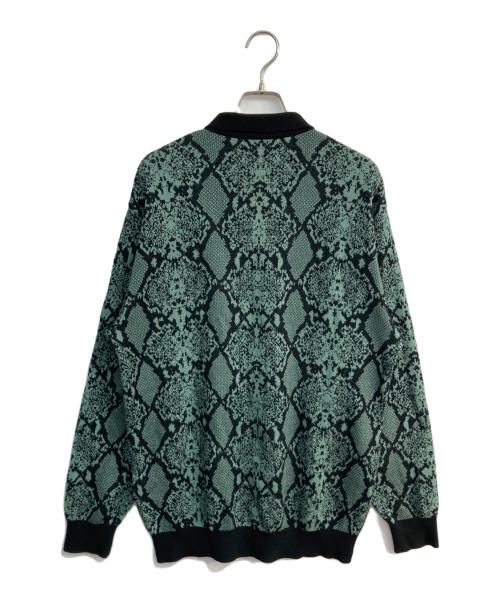 WACKO MARIA（ワコマリア）WACKO MARIA (ワコマリア) PYTHON KNIT POLO SHIRT 23FW グリーン×ブラック サイズ:Mの古着・服飾アイテム