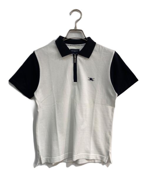 BURBERRY GOLF（バーバリーゴルフ）BURBERRY GOLF (バーバリーゴルフ) ジップポロシャツ ホワイト×ブラック サイズ:Mの古着・服飾アイテム