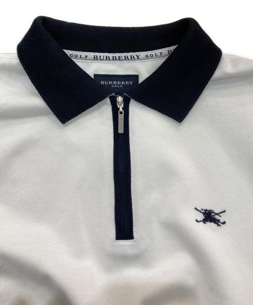 BURBERRY GOLF（バーバリーゴルフ）BURBERRY GOLF (バーバリーゴルフ) ジップポロシャツ ホワイト×ブラック サイズ:Mの古着・服飾アイテム