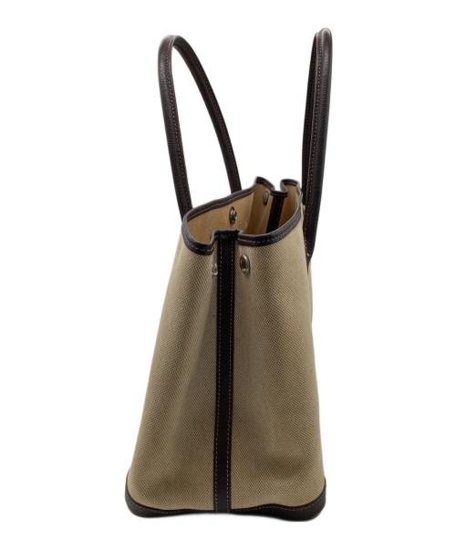 HERMES（エルメス）HERMES (エルメス) ガーデンパーティーPM　トワルアッシュ 年刻 □H アイボリー×ブラウンの古着・服飾アイテム
