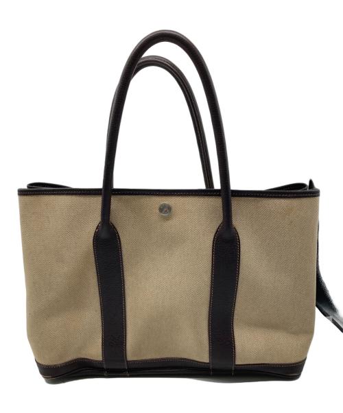 HERMES（エルメス）HERMES (エルメス) ガーデンパーティーPM　トワルアッシュ 年刻 □H アイボリー×ブラウンの古着・服飾アイテム
