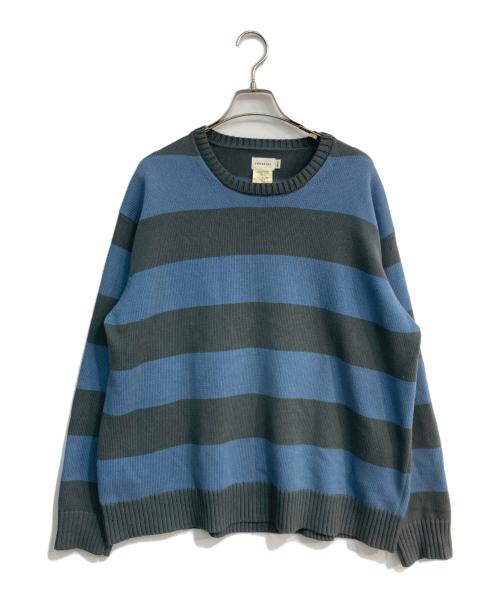 Khakis（カーキス）Khakis (カーキス) Border Stripe Sweater　KH243KKNPK02 グリーン×ブルー サイズ:Mの古着・服飾アイテム