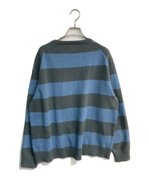 Khakis（カーキス）Khakis (カーキス) Border Stripe Sweater　KH243KKNPK02 グリーン×ブルー サイズ:Mの古着・服飾アイテム