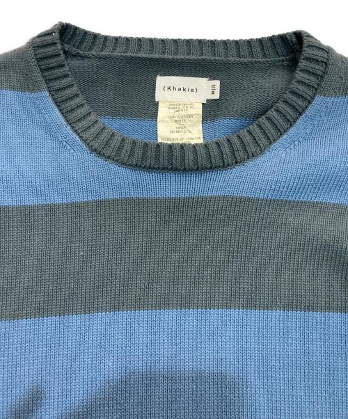 Khakis（カーキス）Khakis (カーキス) Border Stripe Sweater　KH243KKNPK02 グリーン×ブルー サイズ:Mの古着・服飾アイテム