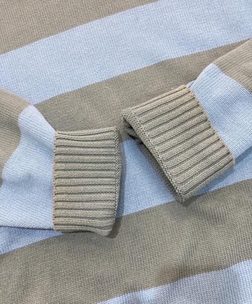 Khakis（カーキス）Khakis (カーキス) Border Stripe Sweater　KH243KKNPK02 グリーン×ブルー サイズ:Mの古着・服飾アイテム