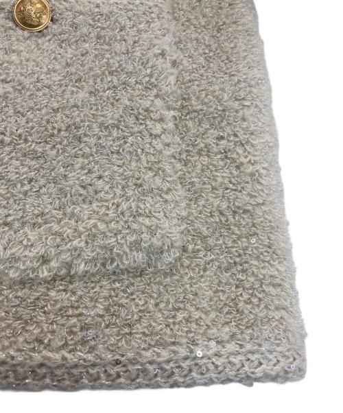 Mila Owen（ミラオーウェン）Mila Owen (ミラオーウェン) 金釦ノーカラーコンパクトラメニットジャケット ベージュ サイズ:Sの古着・服飾アイテム