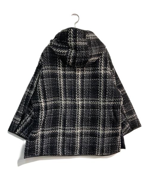 maje（マージュ）maje (マージュ) オーバーサイズ ツイード フード付きコート　MFPOU00698 ホワイト×ブラックの古着・服飾アイテム