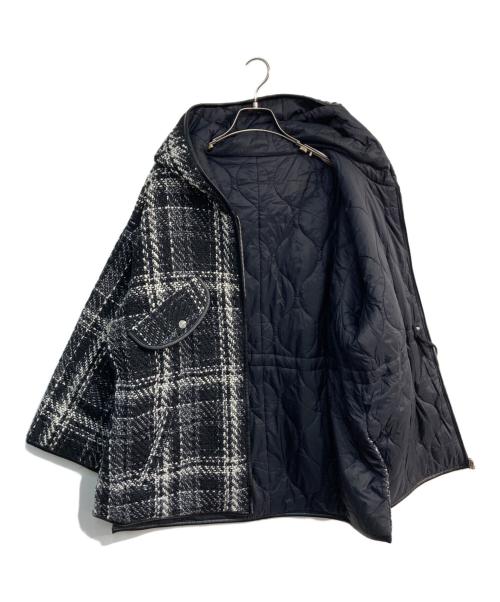 maje（マージュ）maje (マージュ) オーバーサイズ ツイード フード付きコート　MFPOU00698 ホワイト×ブラックの古着・服飾アイテム