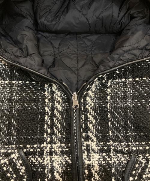 maje（マージュ）maje (マージュ) オーバーサイズ ツイード フード付きコート　MFPOU00698 ホワイト×ブラックの古着・服飾アイテム