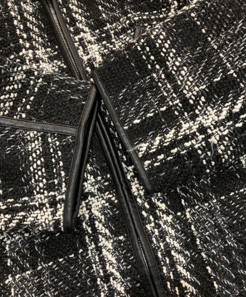 maje（マージュ）maje (マージュ) オーバーサイズ ツイード フード付きコート　MFPOU00698 ホワイト×ブラックの古着・服飾アイテム