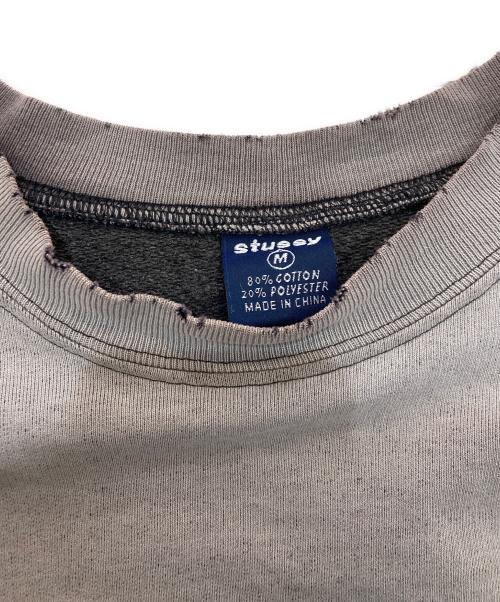 stussy（ステューシー）stussy (ステューシー) クルーネックスウェット　紺タグ 90‘s グレー サイズ:Mの古着・服飾アイテム