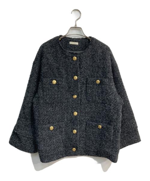 Loungedress（ラウンジドレス）Loungedress (ラウンジドレス) ノーカラーツイードジャケット　LDZ1012407A0001 ブラック サイズ:Freeの古着・服飾アイテム