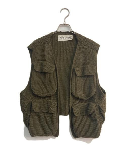 INSCRIRE（アンスクリア）INSCRIRE (アンスクリア) Wool Jersey Field Vest　123AW-BZ03 グリーン サイズ:38の古着・服飾アイテム