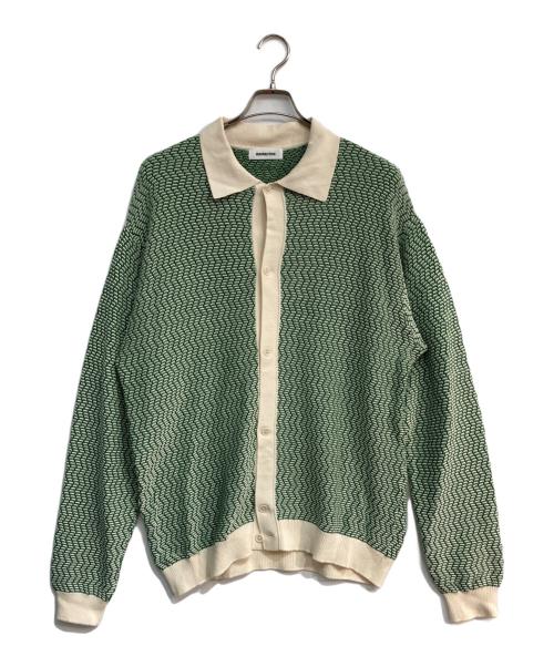MONKEY TIME（モンキータイム）MONKEY TIME (モンキータイム) COTTON JACQUARD KNIT SHIRT グリーン×ベージュ サイズ:XLの古着・服飾アイテム
