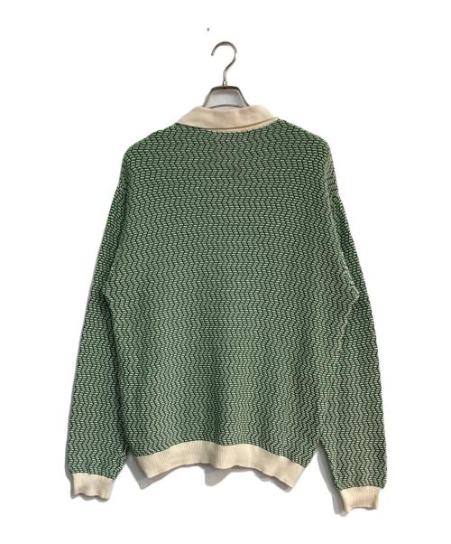 MONKEY TIME（モンキータイム）MONKEY TIME (モンキータイム) COTTON JACQUARD KNIT SHIRT グリーン×ベージュ サイズ:XLの古着・服飾アイテム