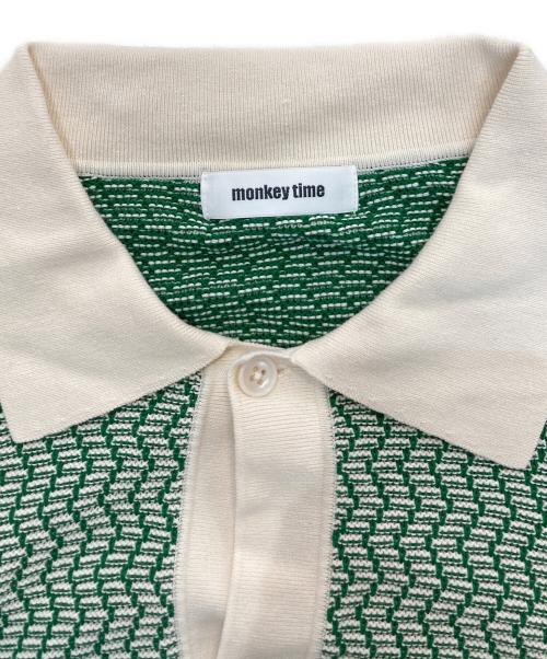 MONKEY TIME（モンキータイム）MONKEY TIME (モンキータイム) COTTON JACQUARD KNIT SHIRT グリーン×ベージュ サイズ:XLの古着・服飾アイテム