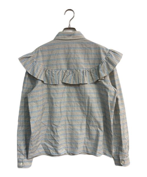 MIU MIU（ミュウミュウ）MIU MIU (ミュウミュウ) フリルチェックシャツ　AMM1 2016 1525　MK1177 X1L ベージュ サイズ:46の古着・服飾アイテム
