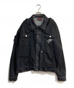 T.C.R BY TOUCHERティー.シー.アール バイ トゥシェ）の古着「NUOVA VISIONE CONTRAST DISTRESSED JACKET」｜ブラック