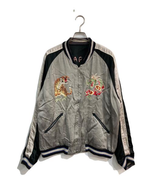TAILOR TOYO（テーラー東洋）TAILOR TOYO 1950s style Acetate Souvenir Jacket　港商 SPIDER×ROARING TIGER HAND PRINT 東洋エンタープライズ　TT15289 ブラック×ホワイト サイズ:特々大の古着・服飾アイテム