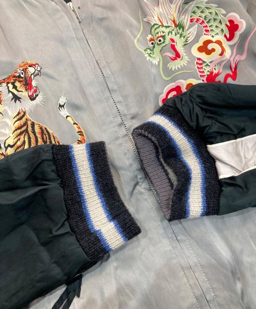 TAILOR TOYO（テーラー東洋）TAILOR TOYO 1950s style Acetate Souvenir Jacket　港商 SPIDER×ROARING TIGER HAND PRINT 東洋エンタープライズ　TT15289 ブラック×ホワイト サイズ:特々大の古着・服飾アイテム